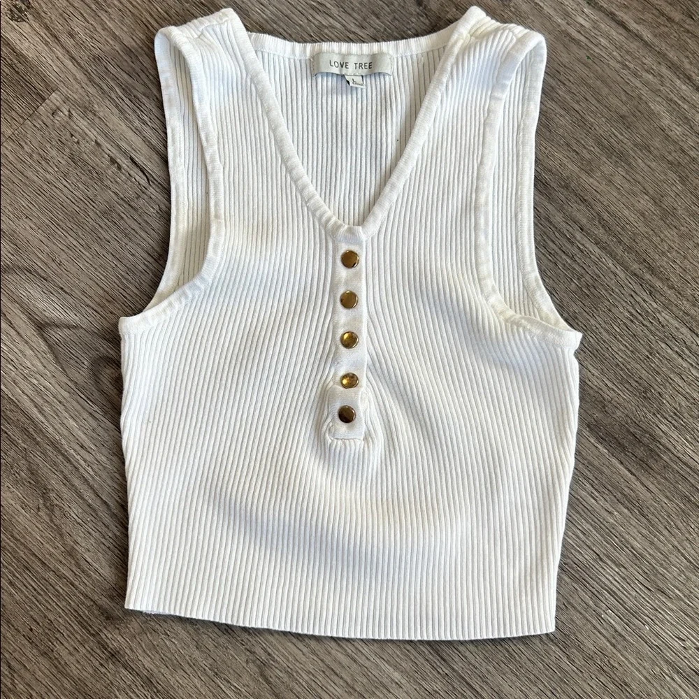 Cutest Ribbed button down Tank by Love Tree - Picture 1 of 8